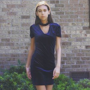 Velvet Blue Mini Dress